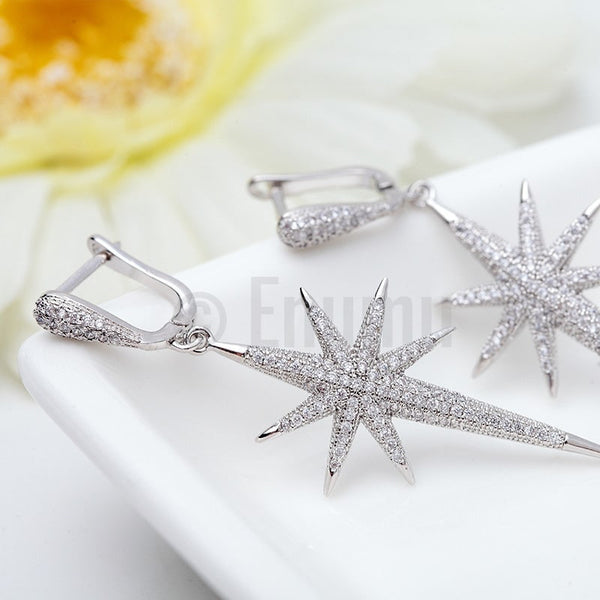 Star Sparkle WGP Diamond Imitation Dangle Earrings - Enumu