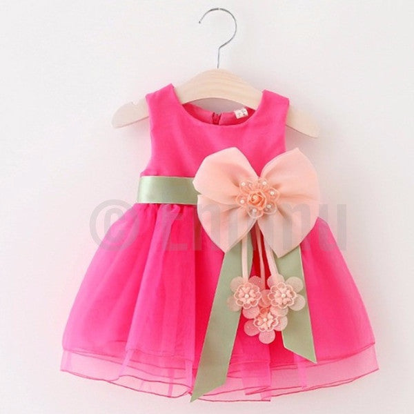 Dark Pink Big Flower Dress - Enumu