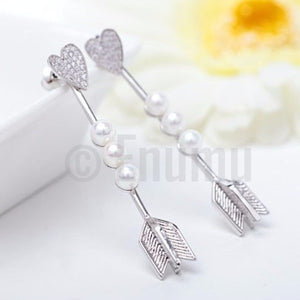 WGP Lovestruck Heart and Arrow Pearl Earrings - Enumu