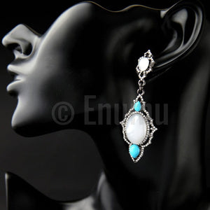 Turquoise and Elegant Opal Dangle Earrings - Enumu