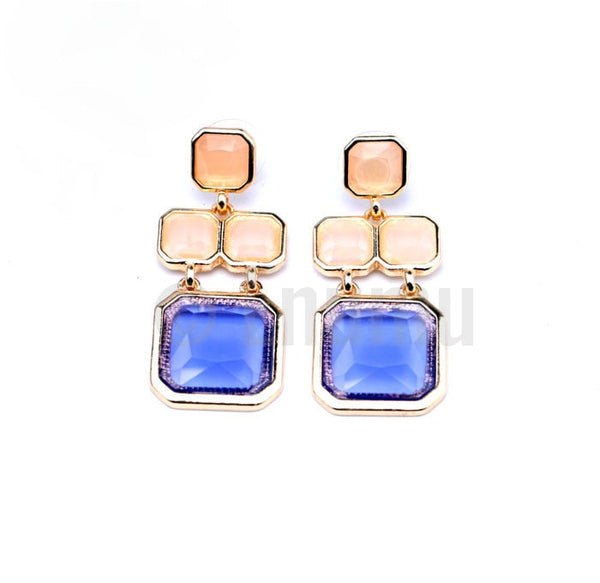 Beige and Blue Dangle Earrings - Enumu