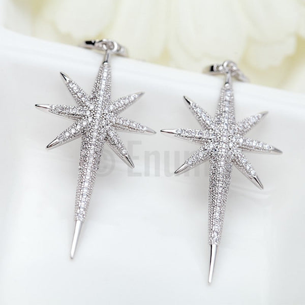 Star Sparkle WGP Diamond Imitation Dangle Earrings - Enumu