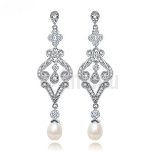 Simple Pearl Dangle Earrings - Enumu