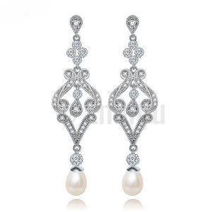 Simple Pearl Dangle Earrings - Enumu