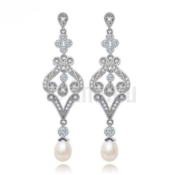 Simple Pearl Dangle Earrings - Enumu