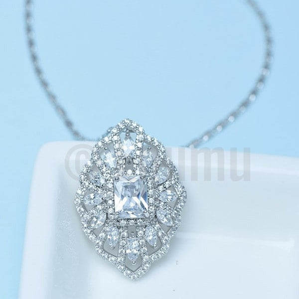 Super Big Swiss CZ Pendant with Chain - Enumu