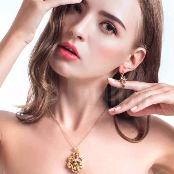 Multi Colour Big Pendant Set - Enumu