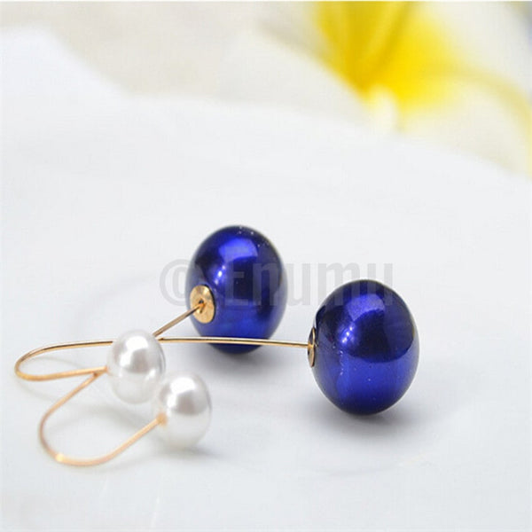 Blue Double Side Long dangle earrings - Enumu