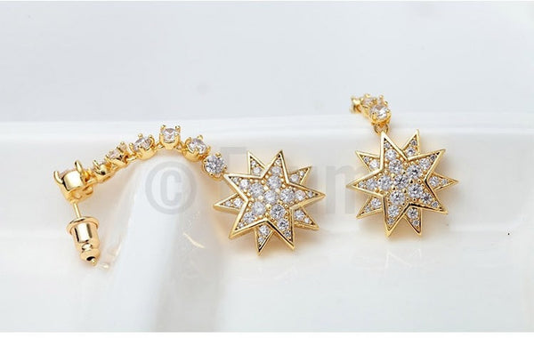 Double Star Dangle Drop Earrings - Enumu