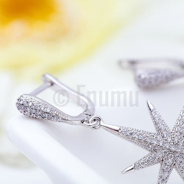 Star Sparkle WGP Diamond Imitation Dangle Earrings - Enumu