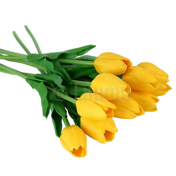 10 Pcs Yellow Tulips Artificial Flowers - Enumu