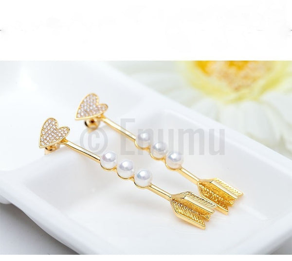 YGP Heart and Arrow Pearl Earrings - Enumu