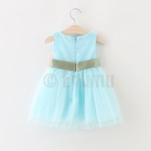 Light Blue Big Flower Dress - Enumu