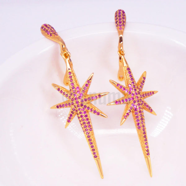 Star Sparkle Ruby Dangle Earrings - Enumu