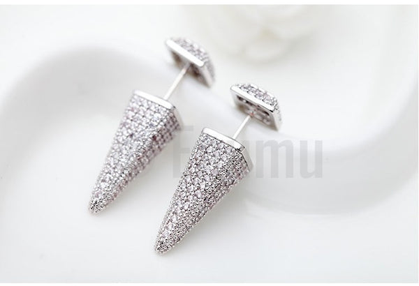 Double Side Diamond Imitation Studs - Enumu
