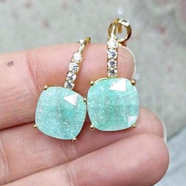 Light Green Ice Stone Hoops - Enumu