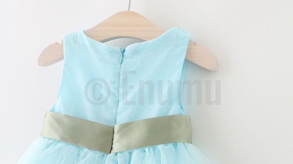 Light Blue Big Flower Dress - Enumu