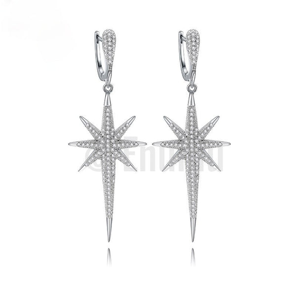 Star Sparkle WGP Diamond Imitation Dangle Earrings - Enumu