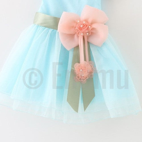 Light Blue Big Flower Dress - Enumu