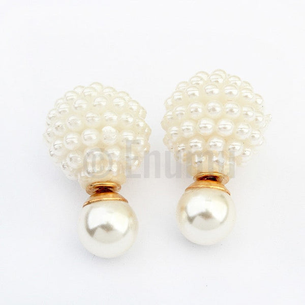 White Pearl Double Side Studs - Enumu