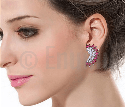 Ruby and CZ Studs - Enumu