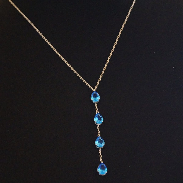 Aquamarine Long Pendant with Chain - Enumu