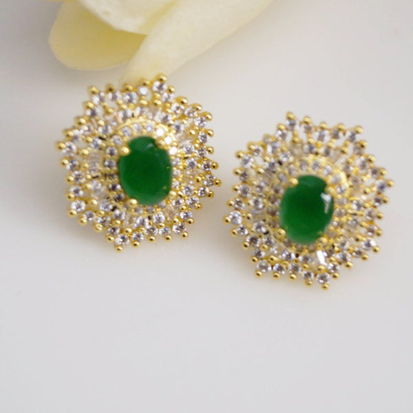 Simple Emerald Stud Earrings - Enumu
