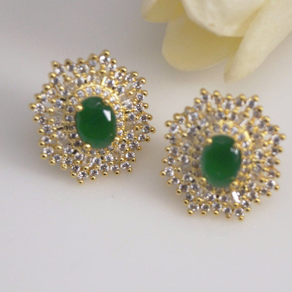 Simple Emerald Stud Earrings - Enumu