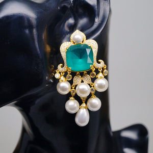 Huge YGP Emerald Pearl Dangle Earrings ( Limited Edition) - Enumu