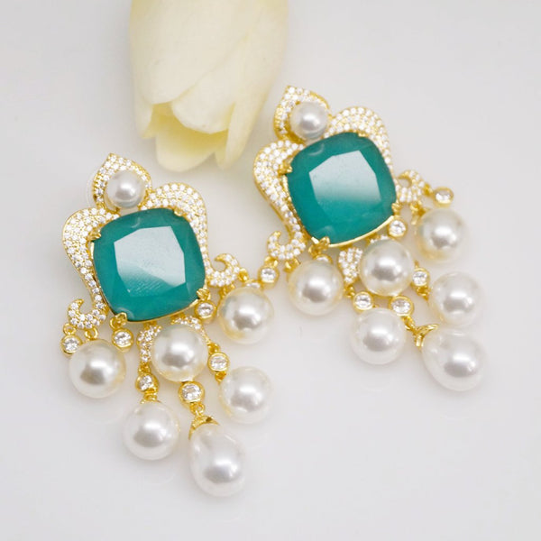 Huge YGP Emerald Pearl Dangle Earrings ( Limited Edition) - Enumu
