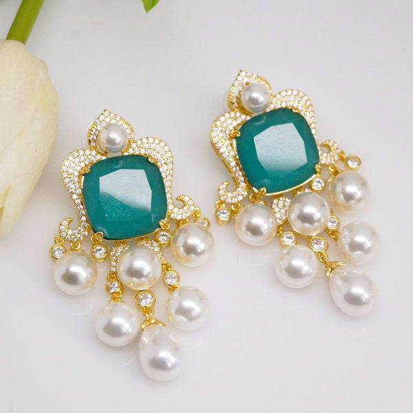 Huge YGP Emerald Pearl Dangle Earrings ( Limited Edition) - Enumu