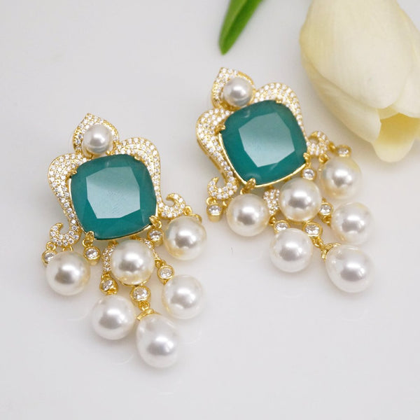Huge YGP Emerald Pearl Dangle Earrings ( Limited Edition) - Enumu