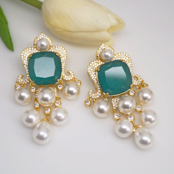 Huge YGP Emerald Pearl Dangle Earrings ( Limited Edition) - Enumu