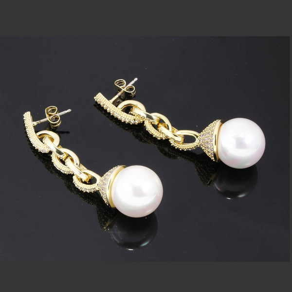 YGP Big Pearl Dangle Earrings - Enumu