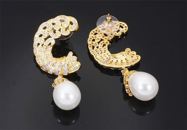 YGP Big Pearl And CZ Studs - Enumu