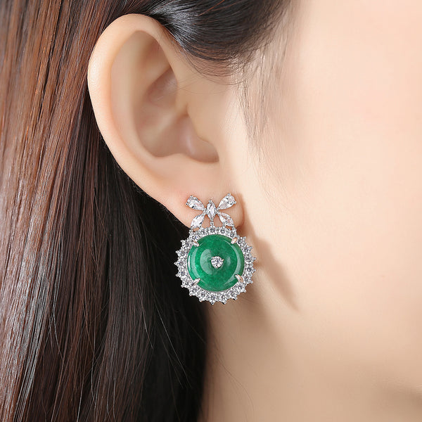 Super Big Swiss CZ and Jade Studs - Enumu