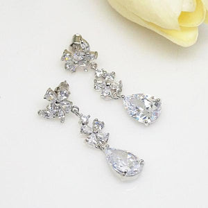 Diamond Imitation Zircon Dangle Earrings - Enumu