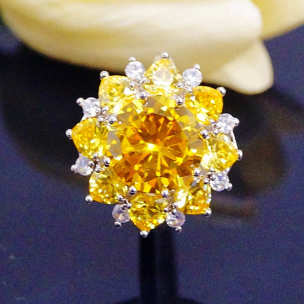 Yellow Flower Citrine  Ring - Enumu