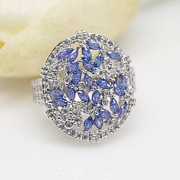 Blue Sapphire Leaves Ring - Enumu