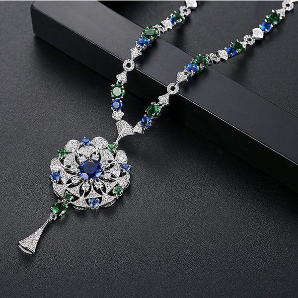 VeroniQ Trends-Multistrand Long Kundan Jaipuri Necklace with Navy Blue  Quartz Beads-Indian Jewelry-Necklace-Bollywood-VC - VeroniQ Trends