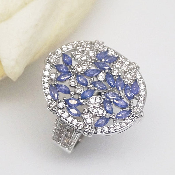 Blue Sapphire Leaves Ring - Enumu