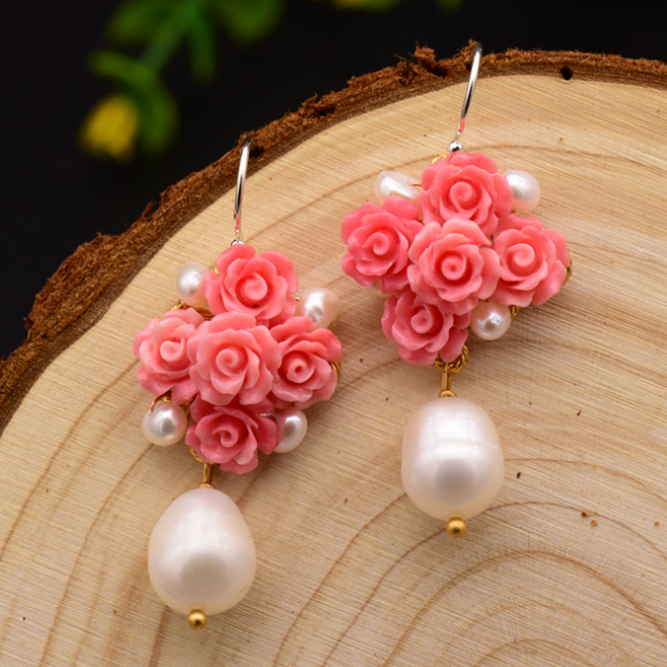 Pink And Green Crystal and Natural Pearl Earrings, AKA Paraphernalia, –  Chandras Treasures