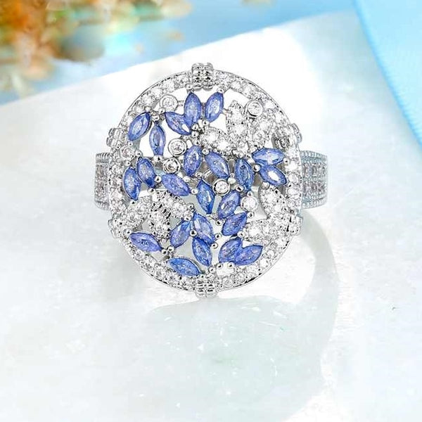 Blue Sapphire Leaves Ring - Enumu