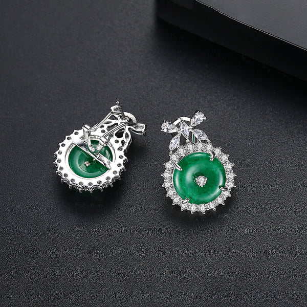 Super Big Swiss CZ and Jade Studs - Enumu