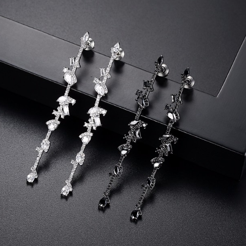 Swiss Zircon Long Dangle Earrings - Enumu