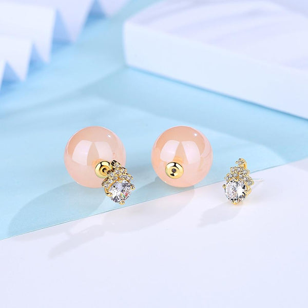 Double Side CZ & Pearl Studs - Enumu