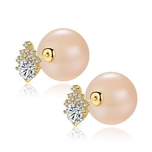 Double Side CZ & Pearl Studs - Enumu