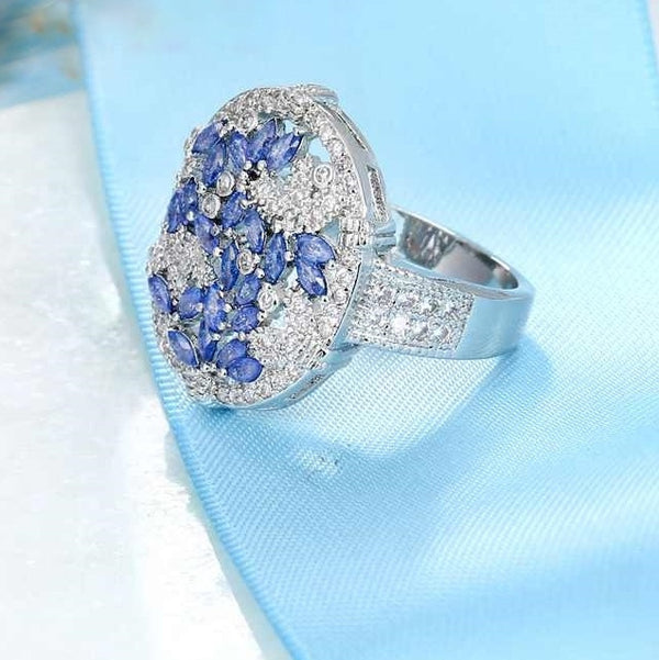 Blue Sapphire Leaves Ring - Enumu