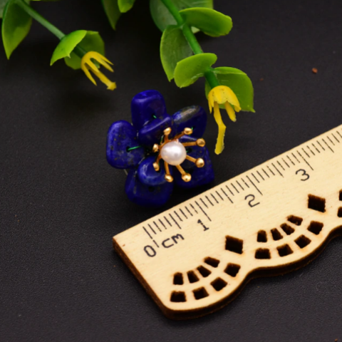 Handmade Pure 92.5 Sterling Silver Natural Lapis Lazuli Studs - Enumu