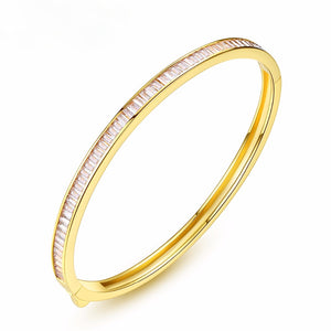 Yellow Gold Plated Diamond Imitation Bangle (Can be Opened ) - Enumu